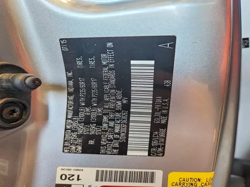 2015 TOYOTA SIENNA XLE  