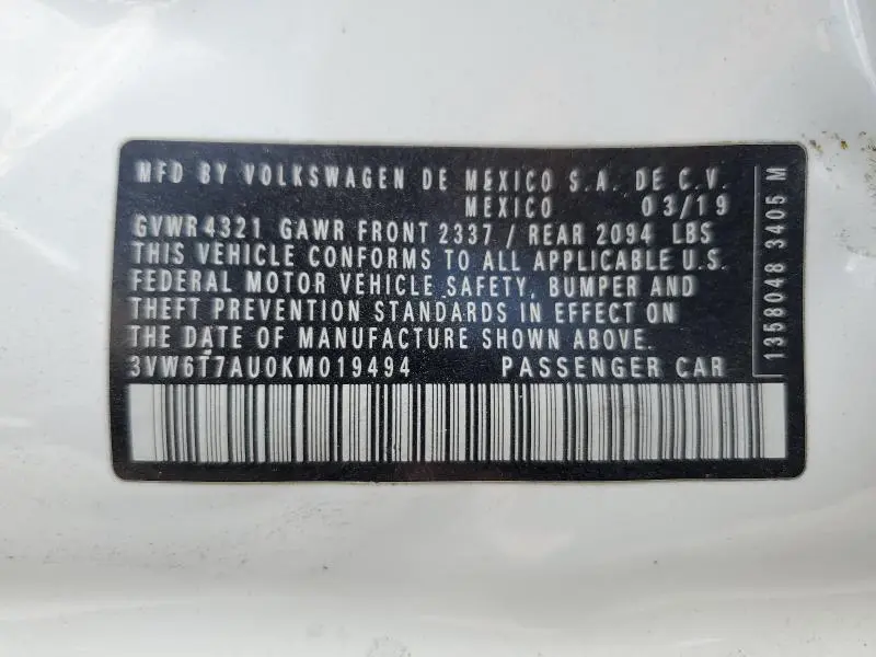 2019 VOLKSWAGEN GTI S  