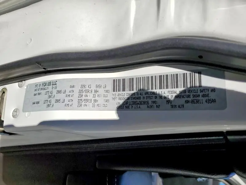 2016 JEEP CHEROKEE LIMITED  