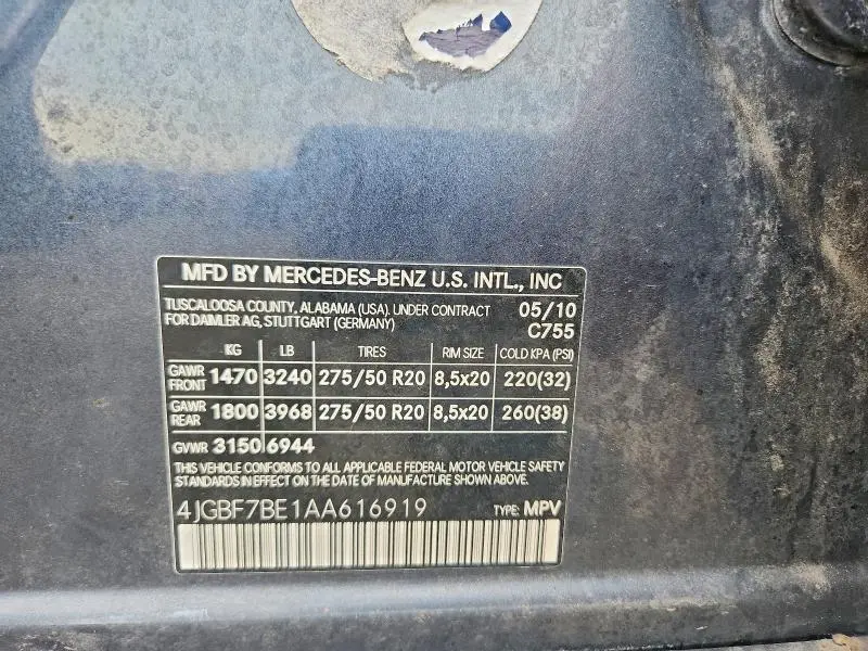 2010 MERCEDES-BENZ GL 450 4MATIC  