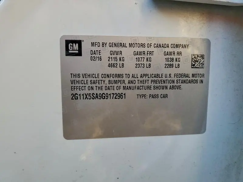 2016 CHEVROLET IMPALA LS  