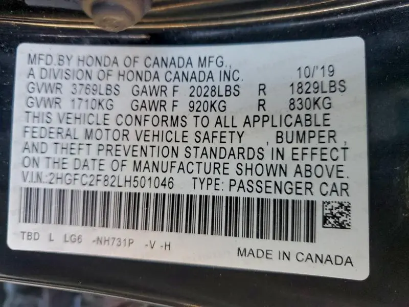 2020 HONDA CIVIC SPORT  