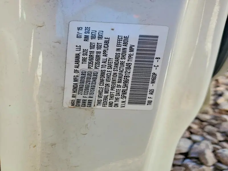 2015 HONDA ODYSSEY TOURING  