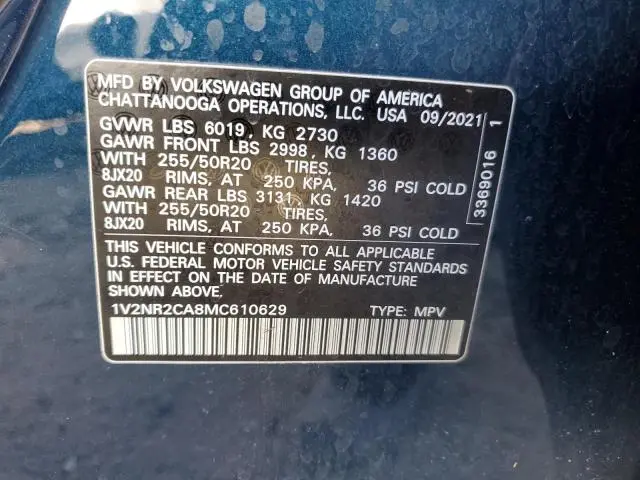 2021 VOLKSWAGEN ATLAS SE  