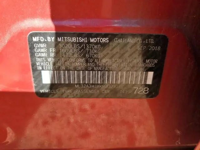 2019 MITSUBISHI MIRAGE ES