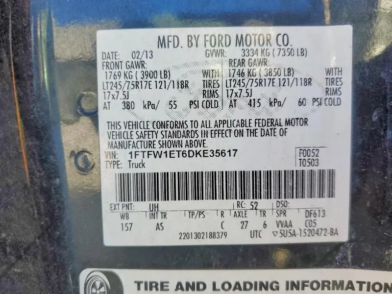 2013 FORD F150 SUPERCREW  