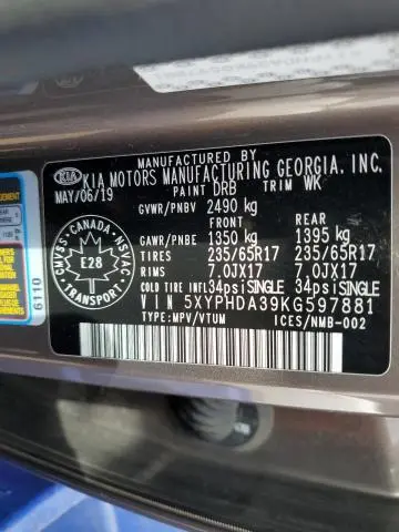 2019 KIA SORENTO EX  