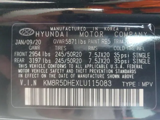 2020 HYUNDAI PALISADE LIMITED  