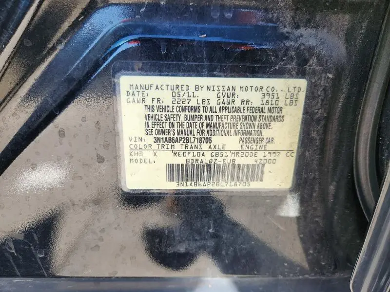 2011 NISSAN SENTRA 2.0  