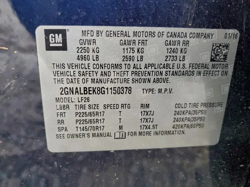 2016 CHEVROLET EQUINOX LS  