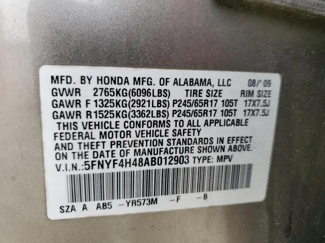 2010 HONDA PILOT EX