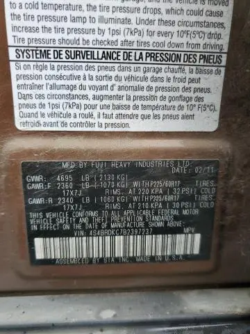 2011 SUBARU OUTBACK 3.6R LIMITED  
