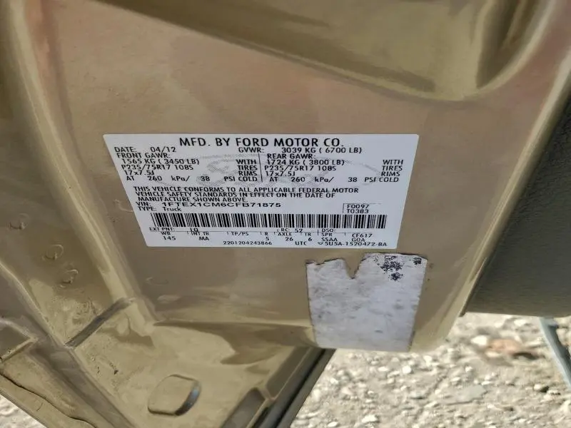 2012 FORD F150 SUPER CAB  