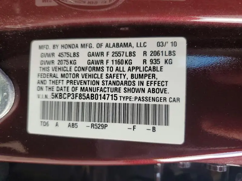 2010 HONDA ACCORD EXL  