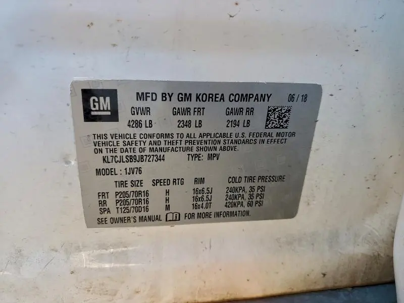 2018 CHEVROLET TRAX 1LT  