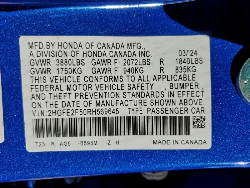 2024 HONDA CIVIC SPORT  