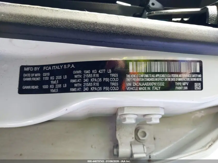 2019 JEEP RENEGADE SPORT FWD