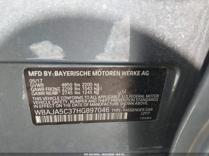 2017 BMW 530I  