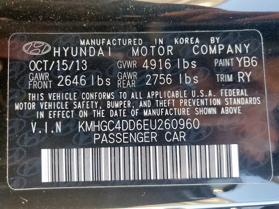 2014 HYUNDAI GENESIS 3.8L  