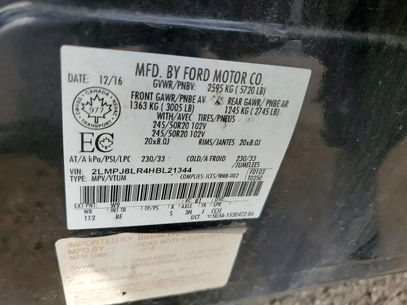 2017 LINCOLN MKX RESERVE  