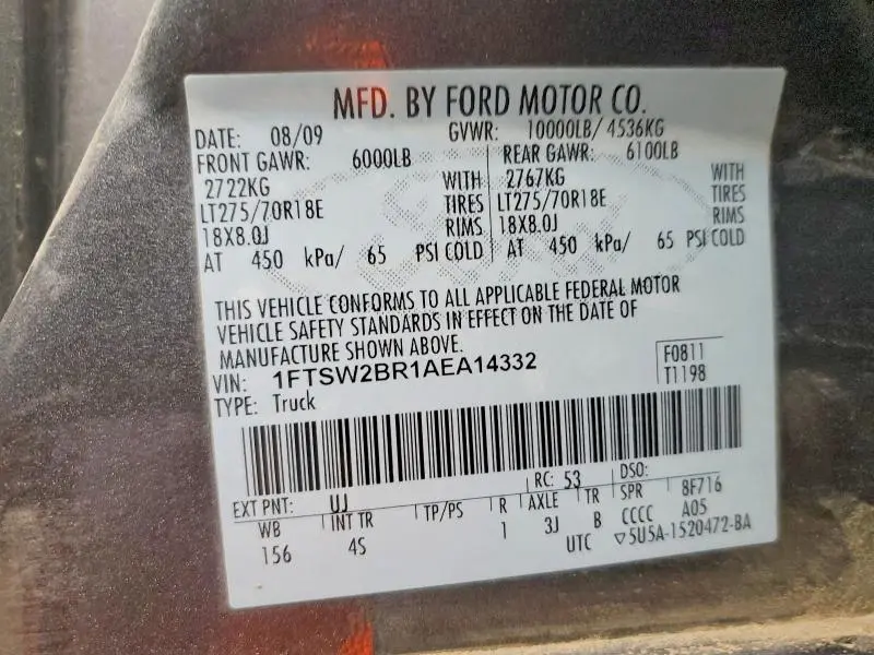 2010 FORD F250 SUPER DUTY  