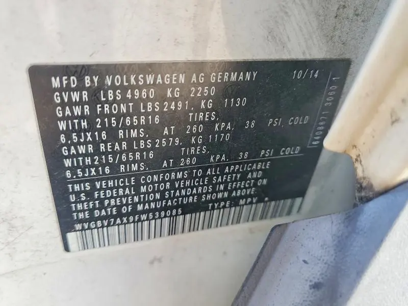 2015 VOLKSWAGEN TIGUAN S  