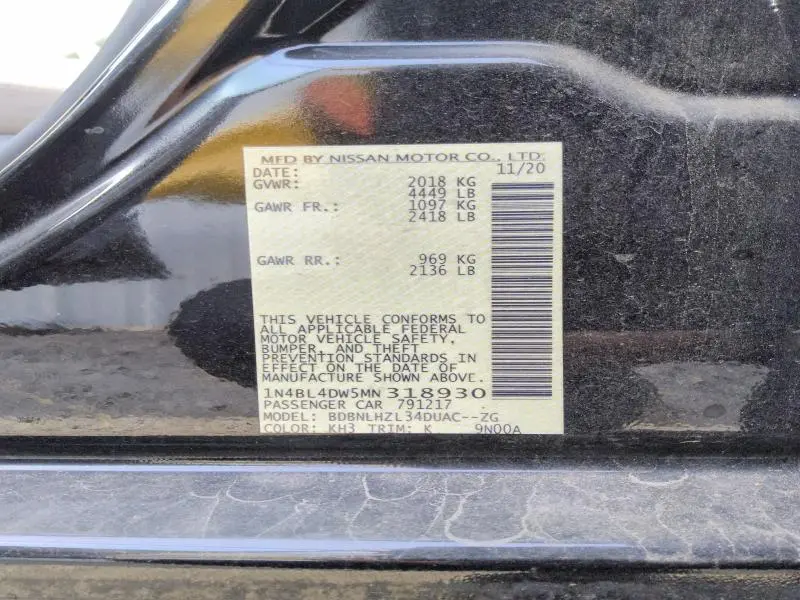 2021 NISSAN ALTIMA SV  