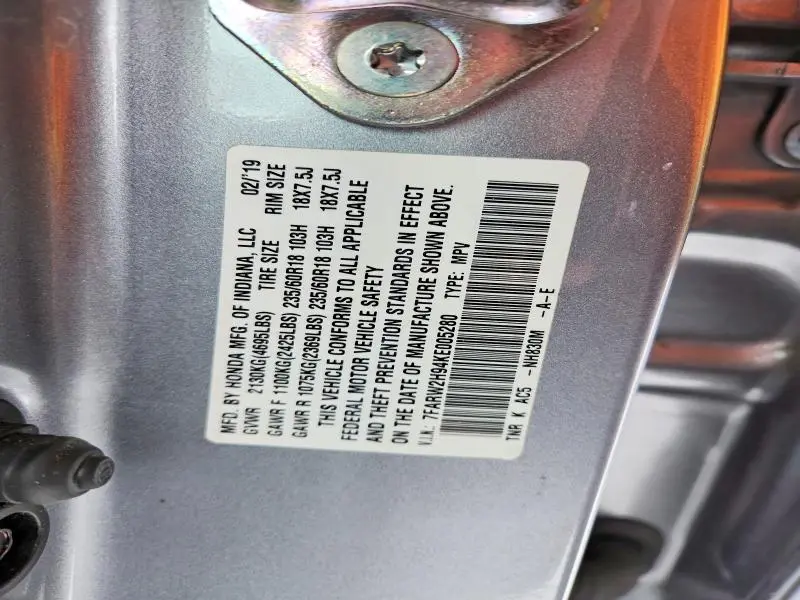 2019 HONDA CR-V TOURING  