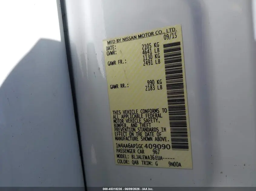 2016 NISSAN MAXIMA 3.5 SL