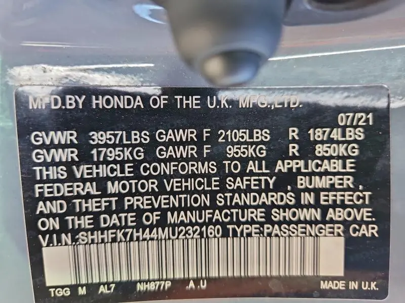 2021 HONDA CIVIC SPORT  