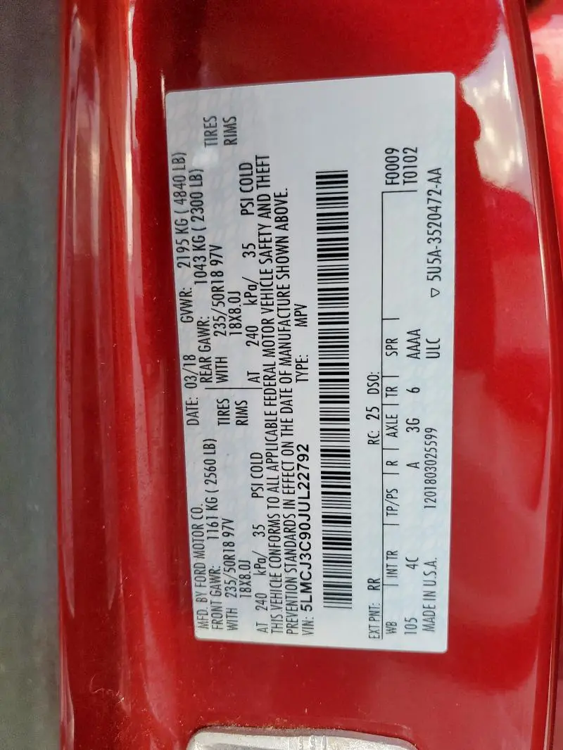 2018 LINCOLN MKC RESERVE  