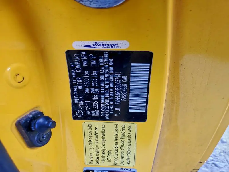 2011 HYUNDAI GENESIS COUPE 3.8L  