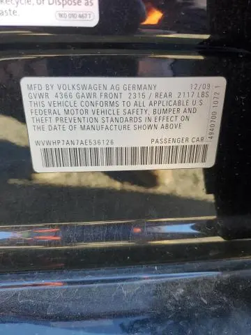 2010 VOLKSWAGEN CC LUXURY  