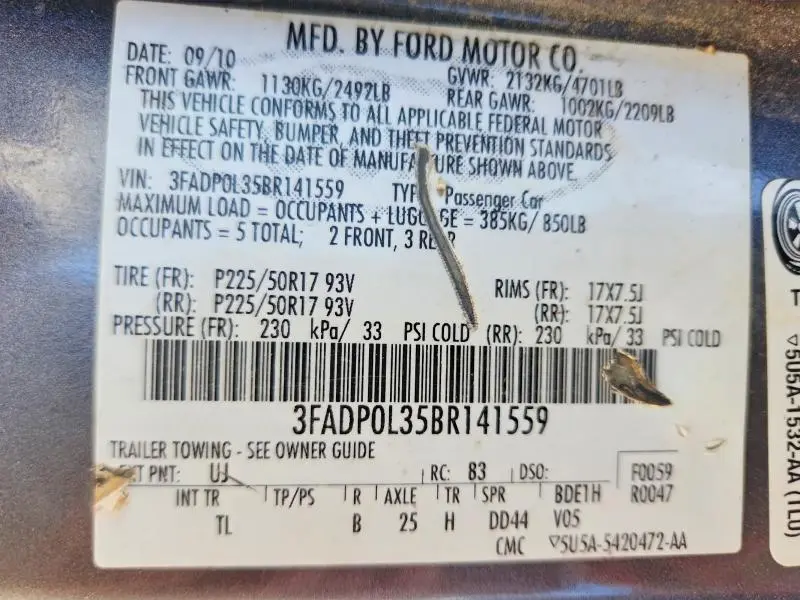 2011 FORD FUSION HYBRID  
