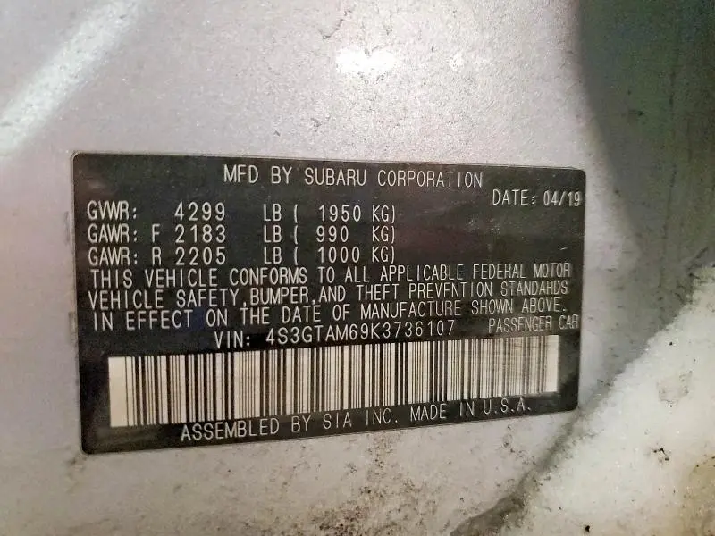 2019 SUBARU IMPREZA SPORT  