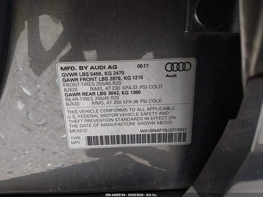 2018 AUDI Q5 2.0T PREMIUM/2.0T TECH PREMIUM