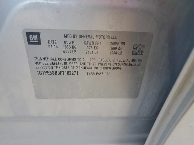 2015 CHEVROLET CRUZE LT  