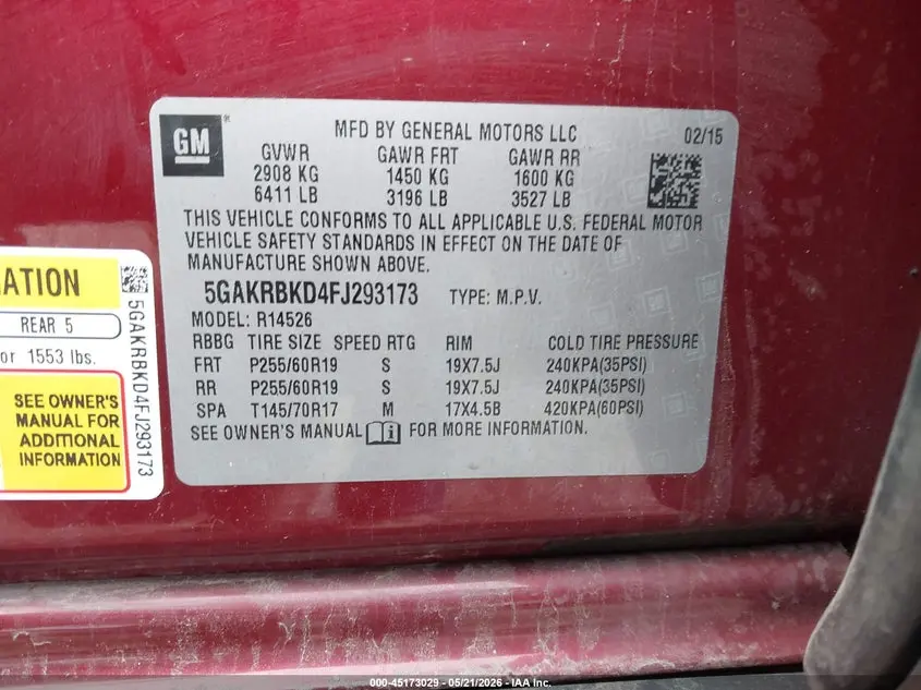 2015 BUICK ENCLAVE LEATHER