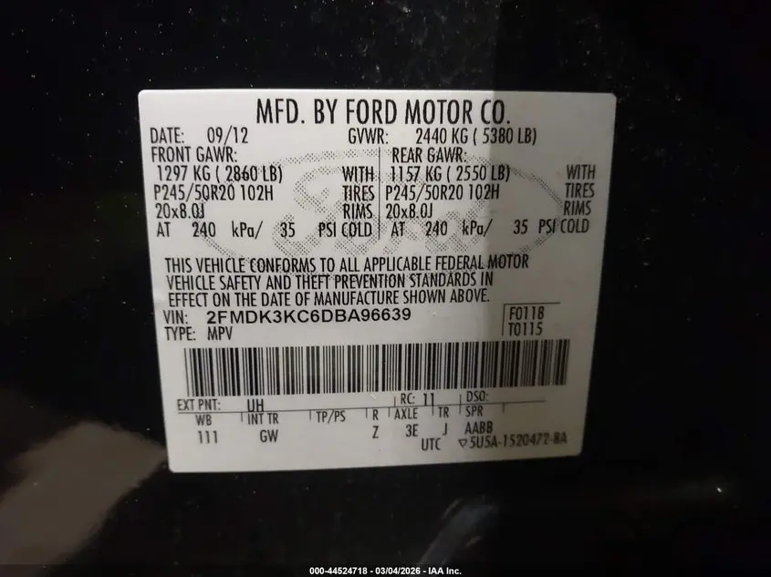 2013 FORD EDGE LIMITED