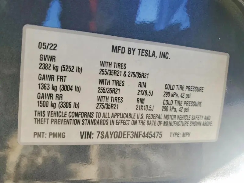2022 TESLA MODEL Y   