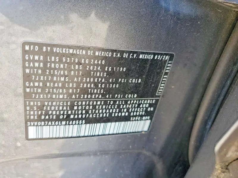 2020 VOLKSWAGEN TIGUAN S  