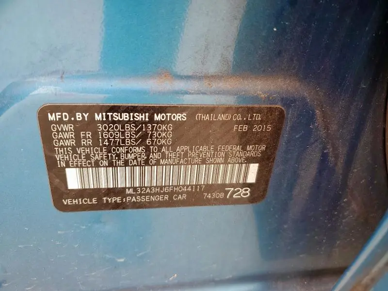 2015 MITSUBISHI MIRAGE DE