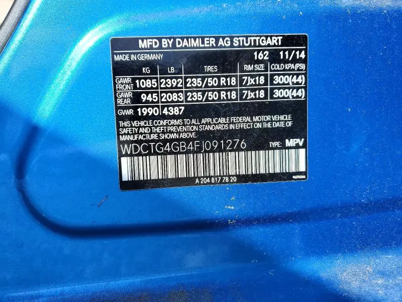 2015 MERCEDES-BENZ GLA 250 4MATIC  