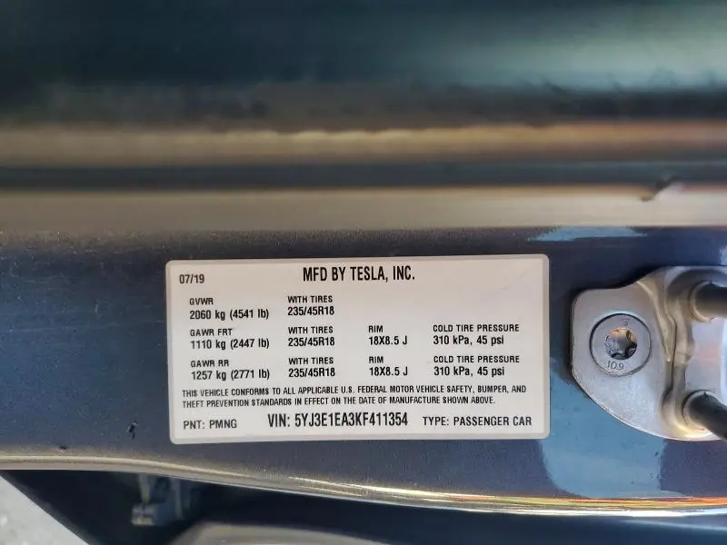 2019 TESLA MODEL 3   