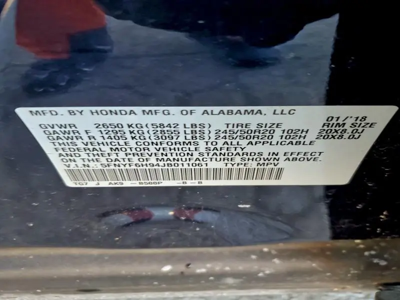2018 HONDA PILOT TOURING  