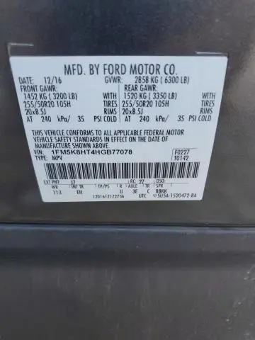 2017 FORD EXPLORER PLATINUM  