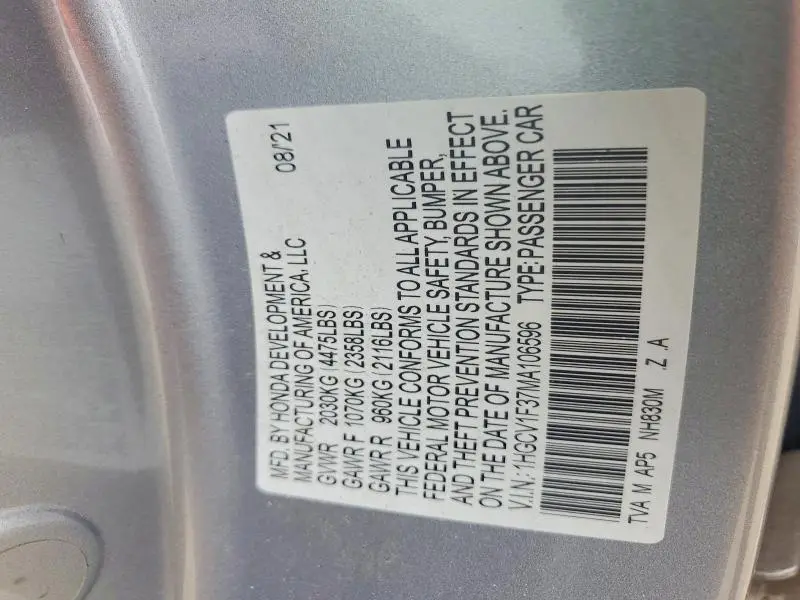 2021 HONDA ACCORD SPORT  