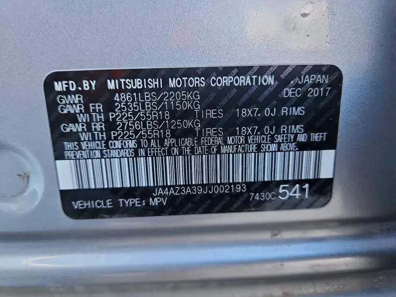 2018 MITSUBISHI OUTLANDER SE  