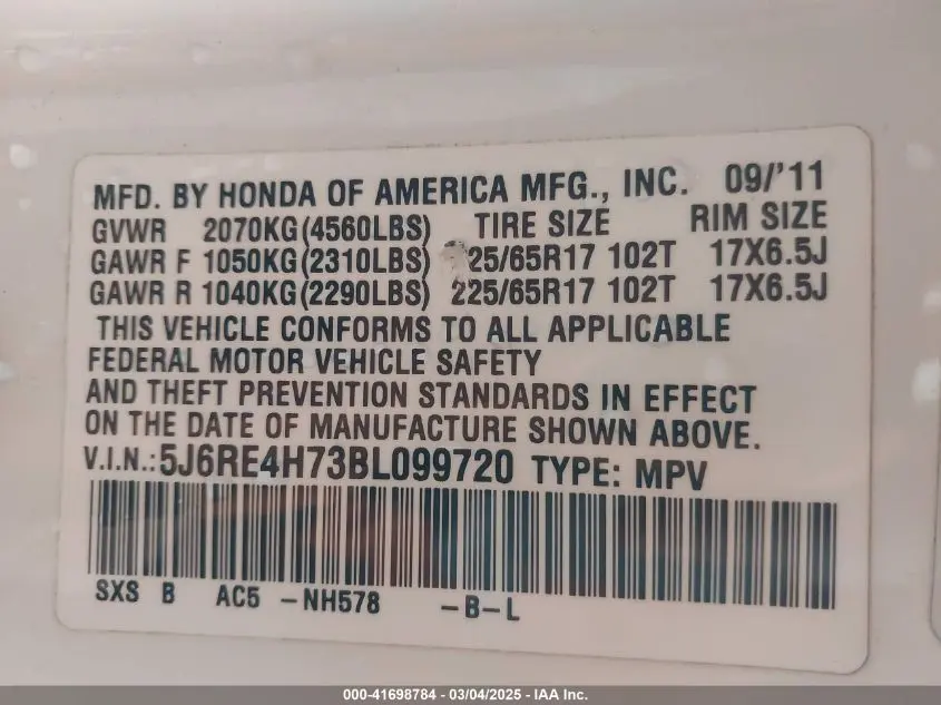 2011 HONDA CR-V EX-L