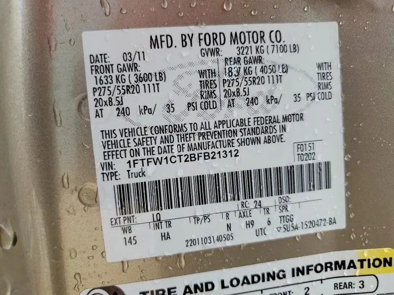 2011 FORD F150 SUPERCREW  